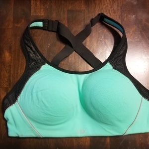 Torquoise Victoria's secret sports bra.